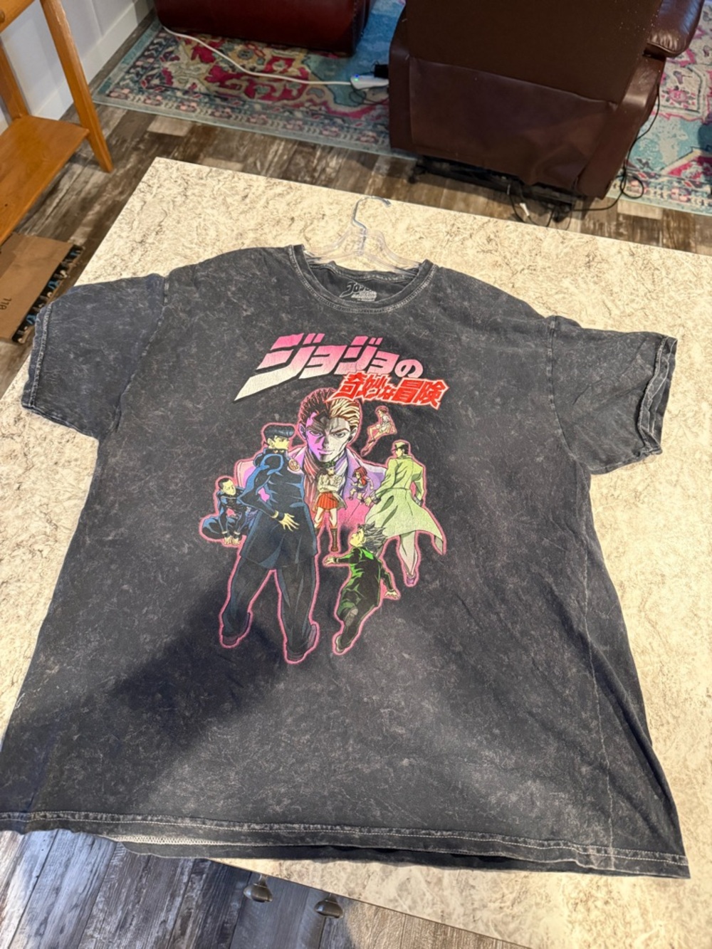 JoJo’s Bizarre Adventure Graphic Tee XL Black Acid Wash Anime Shirt